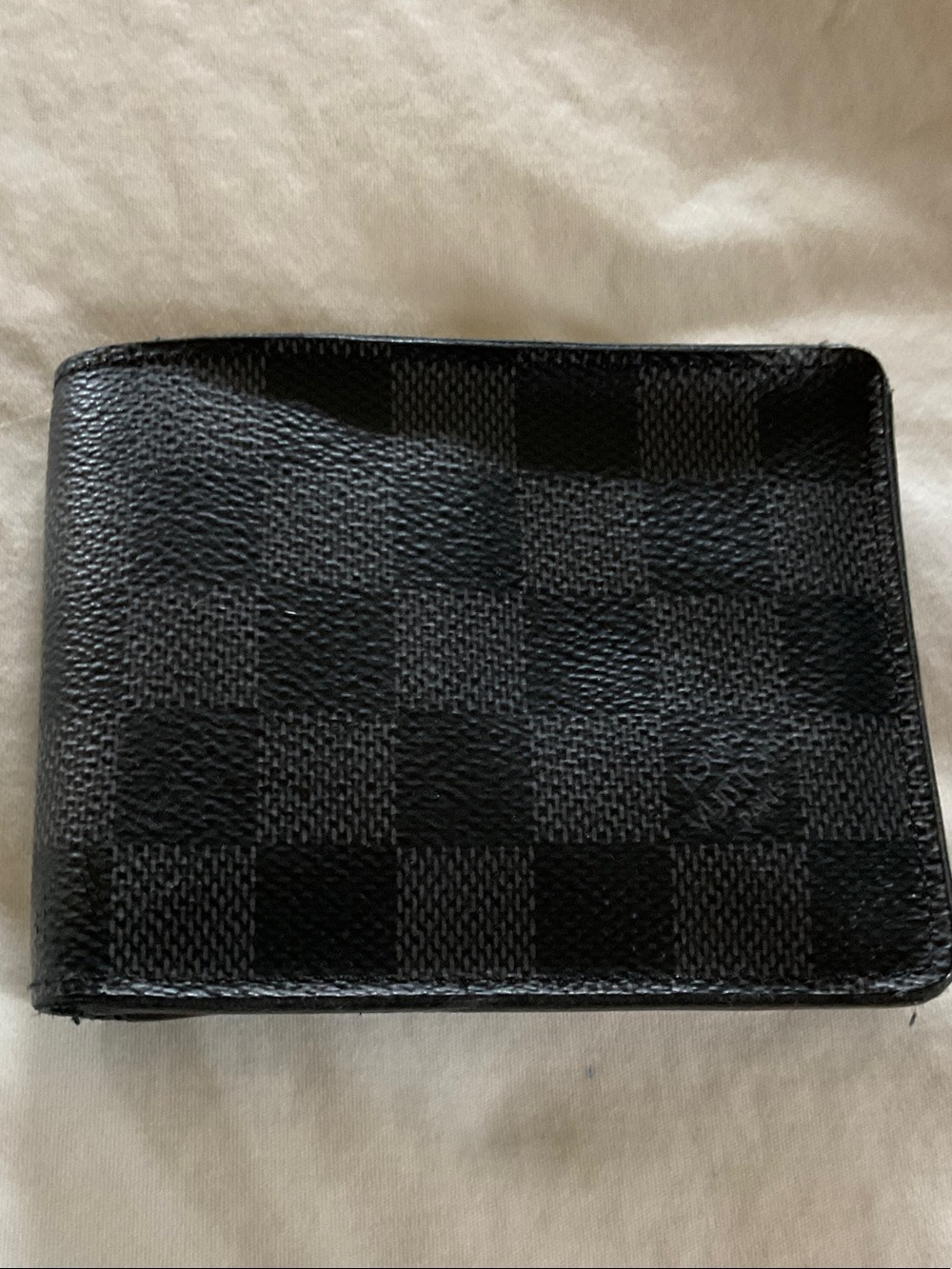 Louis Vuitton Black Checkered Bi-Fold Card & Key Wallet